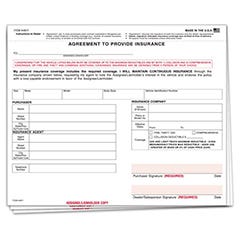 Agreement To Provide Auto Insurance Form